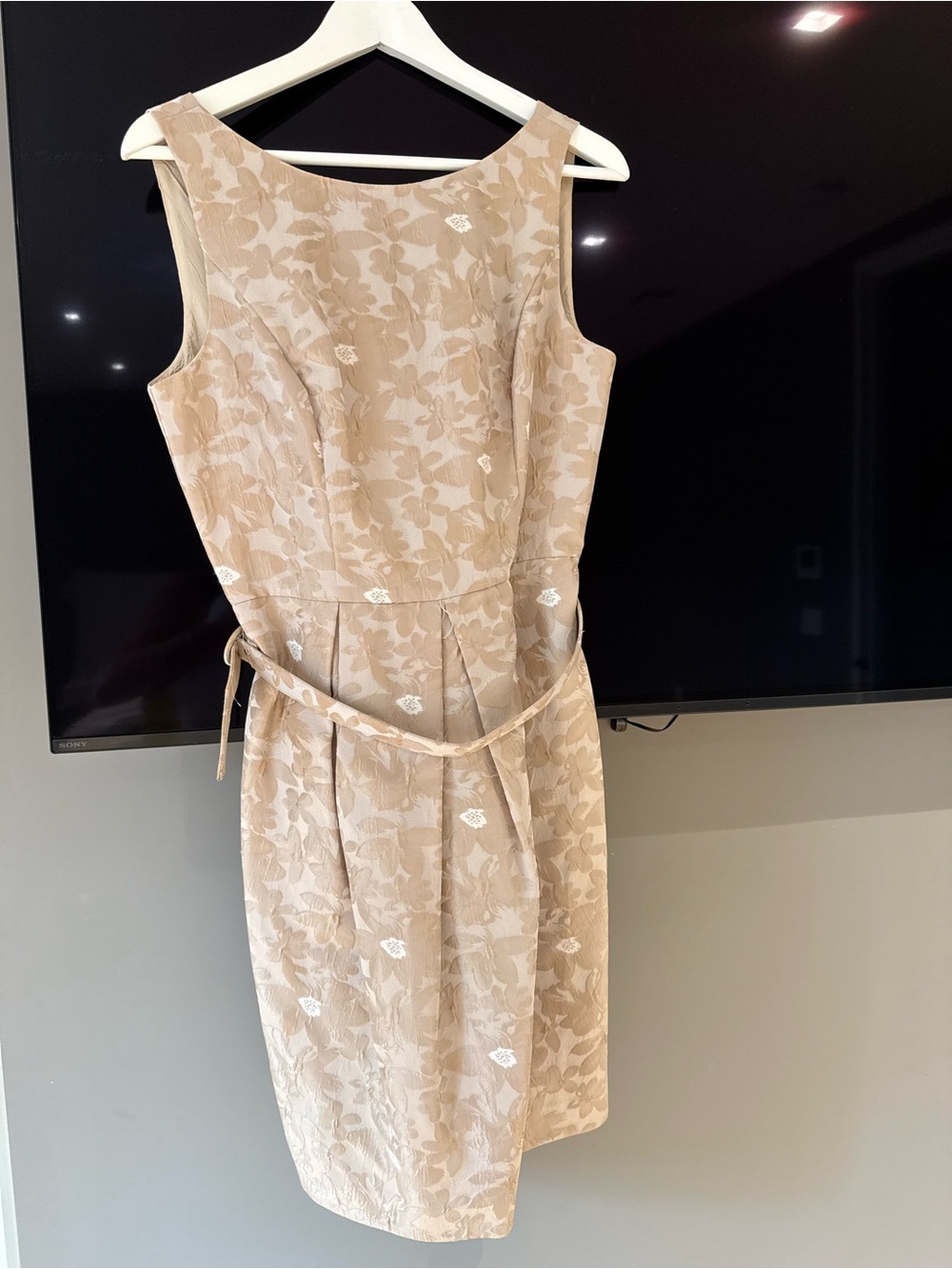 Eliza J Tan Floral Jacquard Sheath Dress